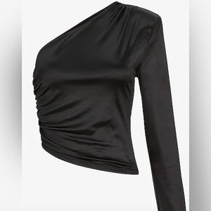 NWT Express size Extra Large (XL) Black one shoulder satin look top